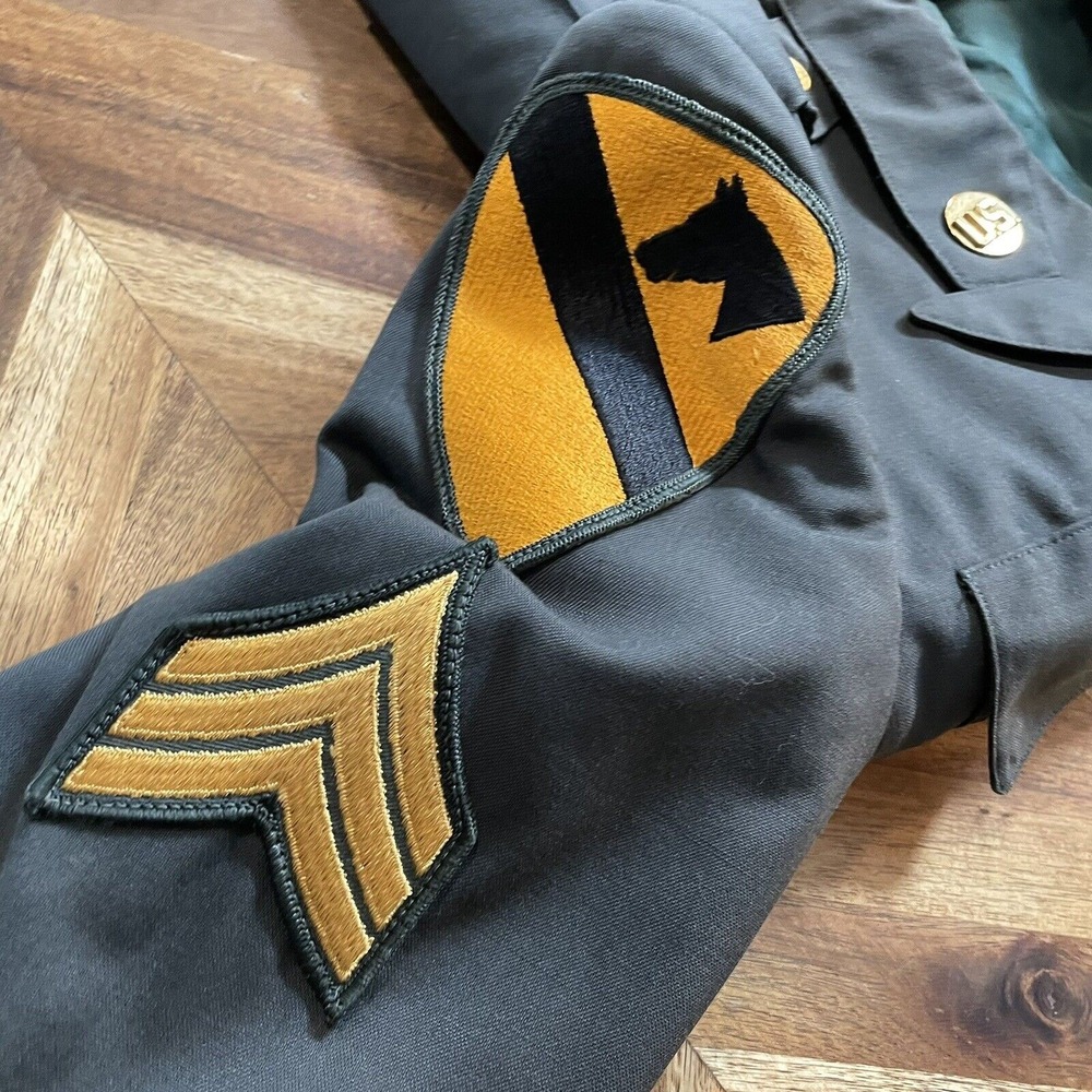 US Military Jacket Enlisted Uniform Coat Patches‎ Pins Wool Blend Vintage 35R - Picture 5 of 13